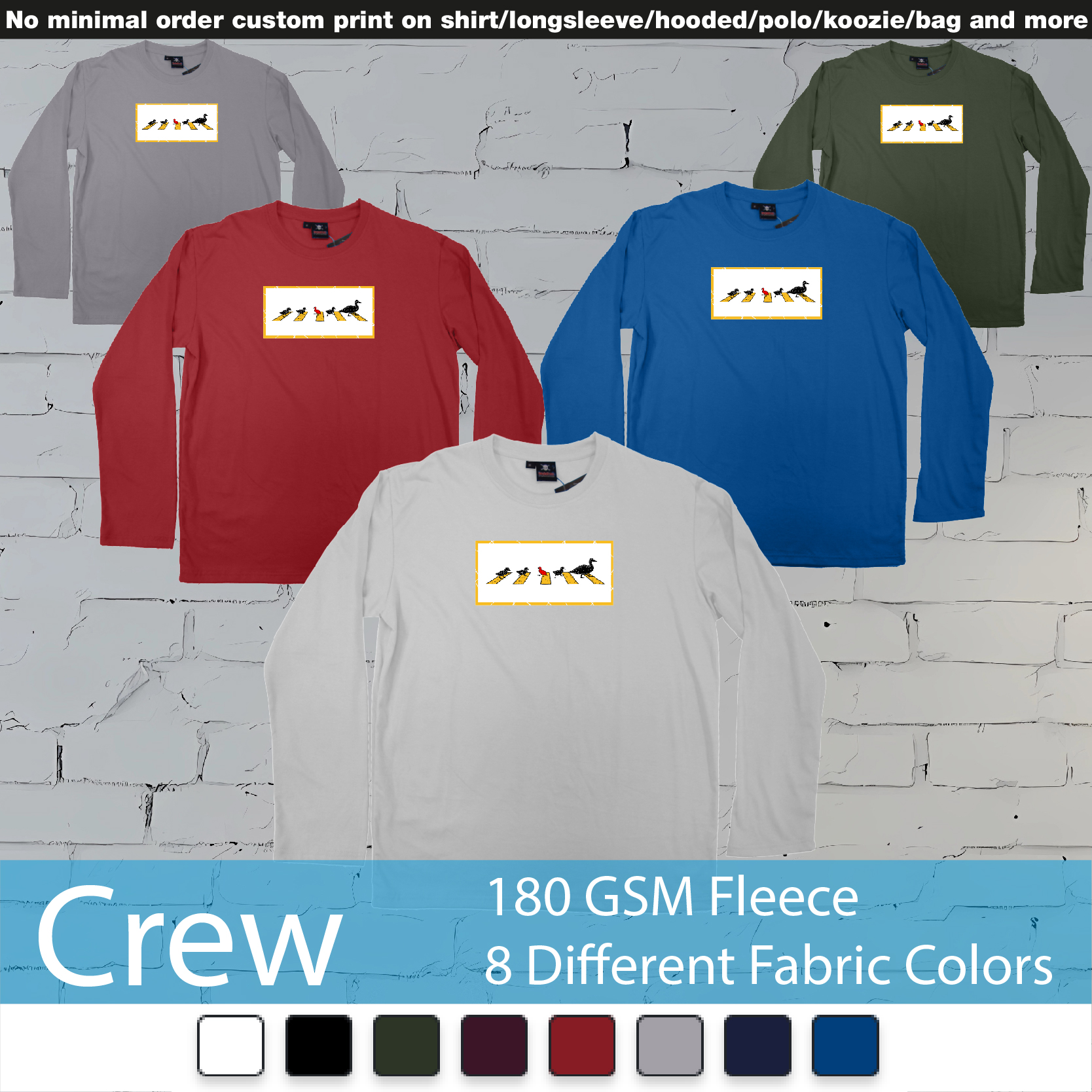 Утки Crewneck Long Sleeved Sweatshirt Sweatshirt On Demand Printing Bali