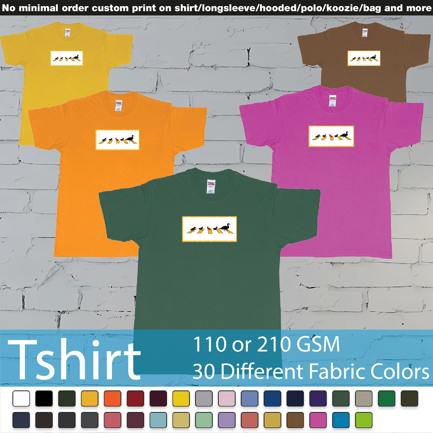 Утки Roundneck Tshirt Samples On Demand Printing Bali