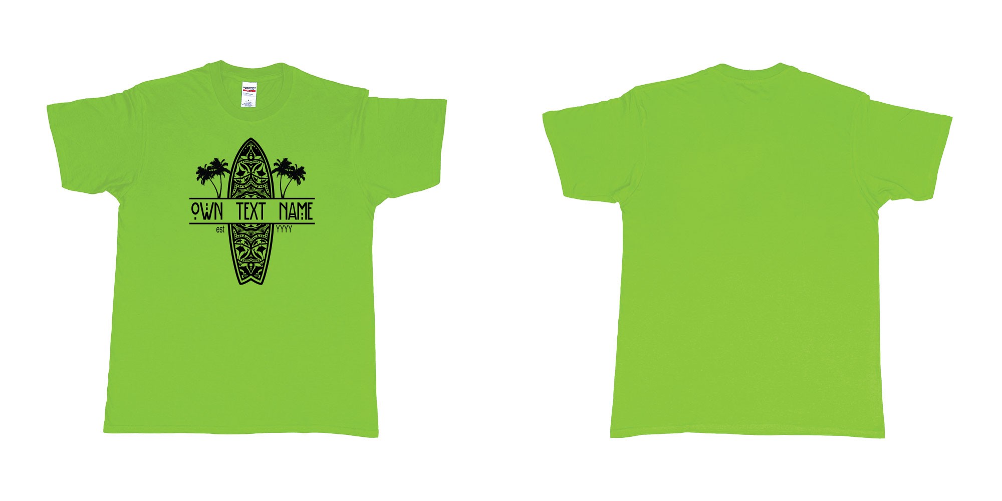 Custom tshirt design  in fabric color lime choice your own text made in Bali by The Pirate Way