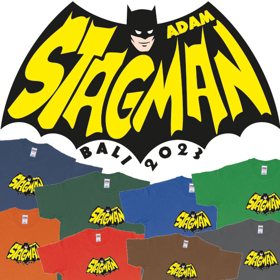 Custom tshirt design Batman StagMan Old School choice your own printing text made in Bali