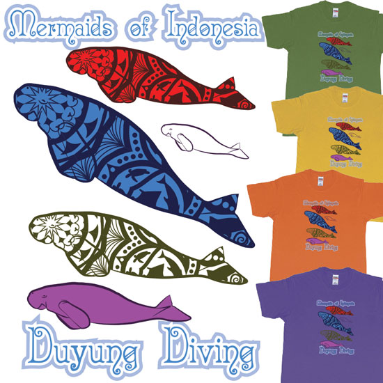 Custom tshirt design Mermaids of Indonesia Duyung Diving choice your own printing text made in Bali