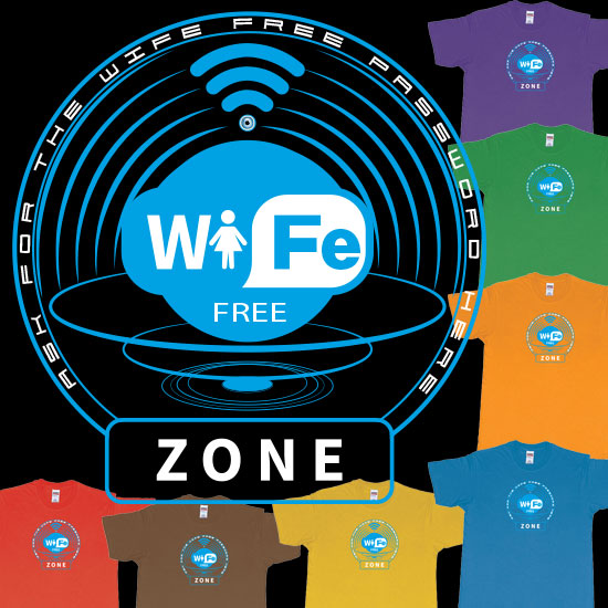 WIFE Free Zone Radio Eye WIFI Symbol Stag Shirt