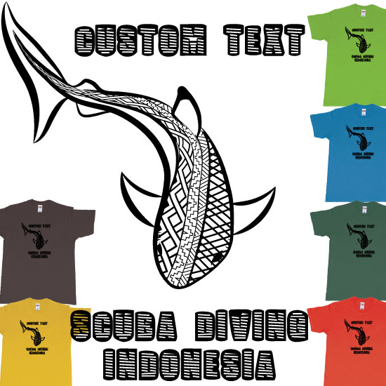 Custom tshirt design Black Tip Reef Shark Scuba Diving Indonesia choice your own printing text made in Bali