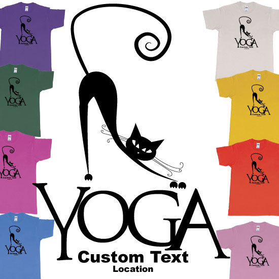 Custom tshirt design Cat Yoga Custom text Location Print choice your own printing text made in Bali