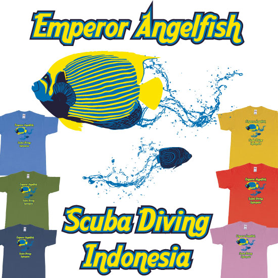 Custom tshirt design Emperor Angelfish Scuba Diving Indonesia choice your own printing text made in Bali
