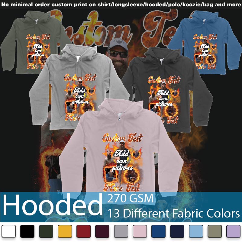 Fire Frames Own Custom Pictures And Text Hooded Samples On Demand Printing Bali