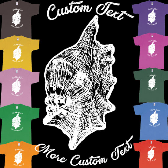 Custom tshirt design Giant Spider Conch Shell Fully Customizable Quality Tshirt Bali choice your own printing text made in Bali