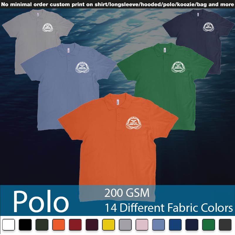 Great White Shark Jaws Bones Add Text Picture Logo Printing Bali Polo Shirts Samples On Demand Printing Bali