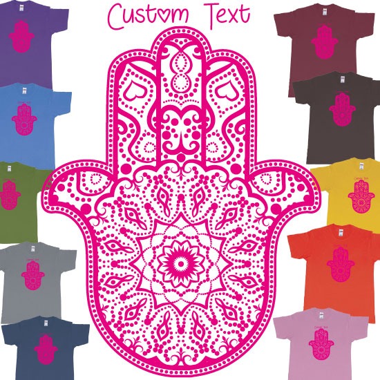 Custom tshirt design Hamsa Hand Mandala Custom Text choice your own printing text made in Bali
