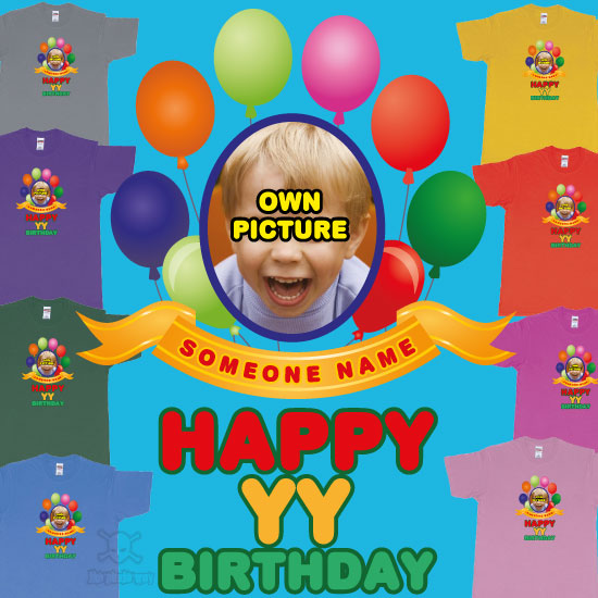 Happy Birthday Balloon Confetti Custom Name Year T-shirt Printing Bali