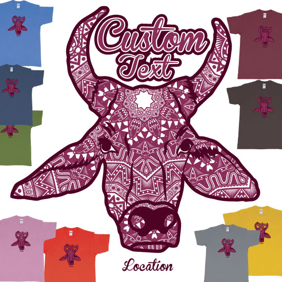 Custom tshirt design Holy Cow Mandala Custom Print Bali Yoga Tshirt choice your own printing text made in Bali