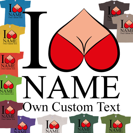 Custom tshirt design I Reversed Heart Boobs Custom Text Design Print choice your own printing text made in Bali