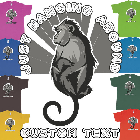 Custom tshirt design Just Hanging Around Monkey Zodiac Birthday Bash Tshirt choice your own printing text made in Bali