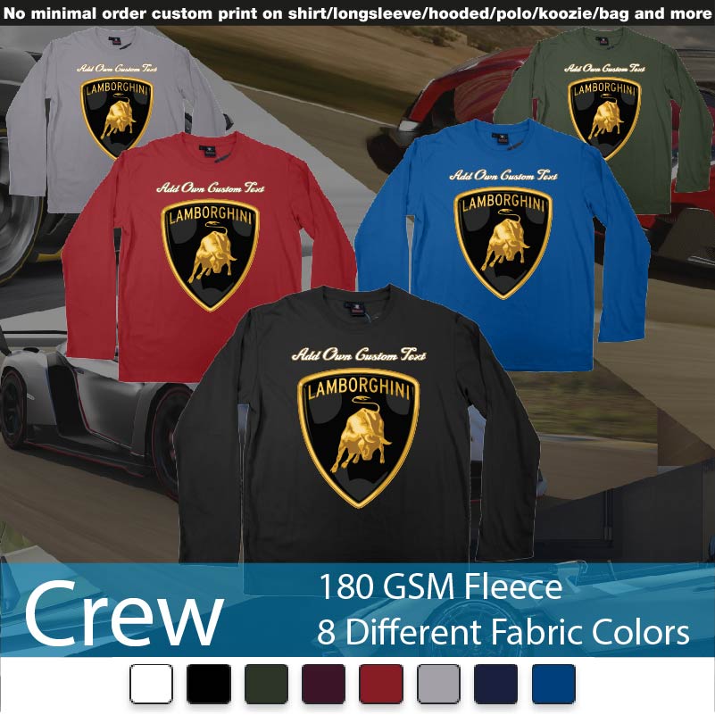 Lamborghini Logo Tshirt Printing Add Own Text Crewneck Long Sleeved Sweatshirt Sweatshirt On Demand Printing