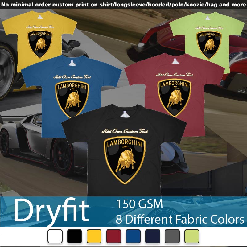 Lamborghini Logo Tshirt Printing Add Own Text Dryfit Tshirt Samples On Demand Printing