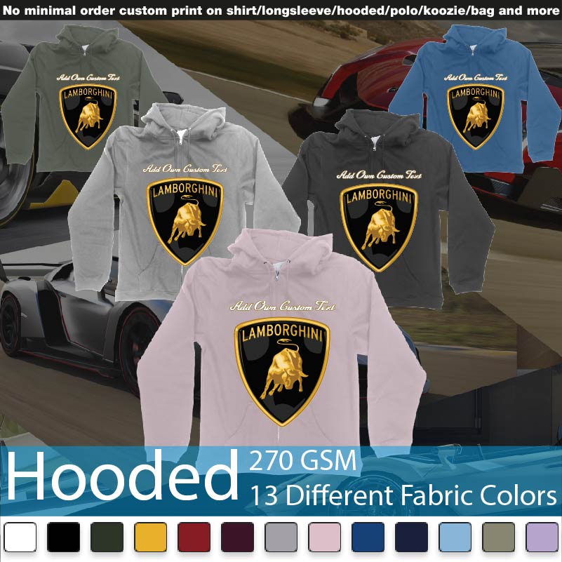 Lamborghini Logo Tshirt Printing Add Own Text Hooded Samples On Demand Printing