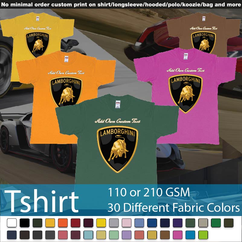 Lamborghini Logo Tshirt Printing Add Own Text Tshirts Samples On Demand Printing