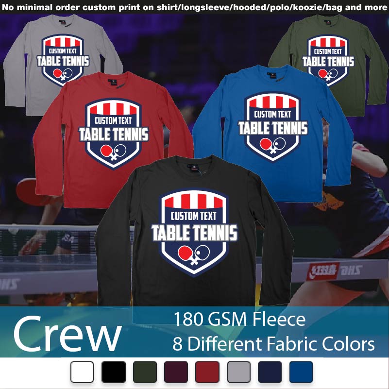 Major League Table Tennis Crewneck Long Sleeved Sweatshirt Sweatshirt On Demand Printing Bali