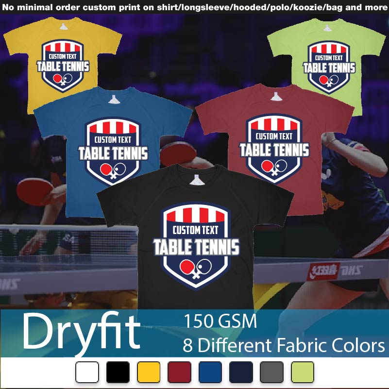 Major League Table Tennis Dryfit Tshirts Samples On Demand Printing Bali