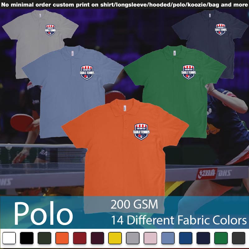 Major League Table Tennis Polo Shirts Samples On Demand Printing Bali