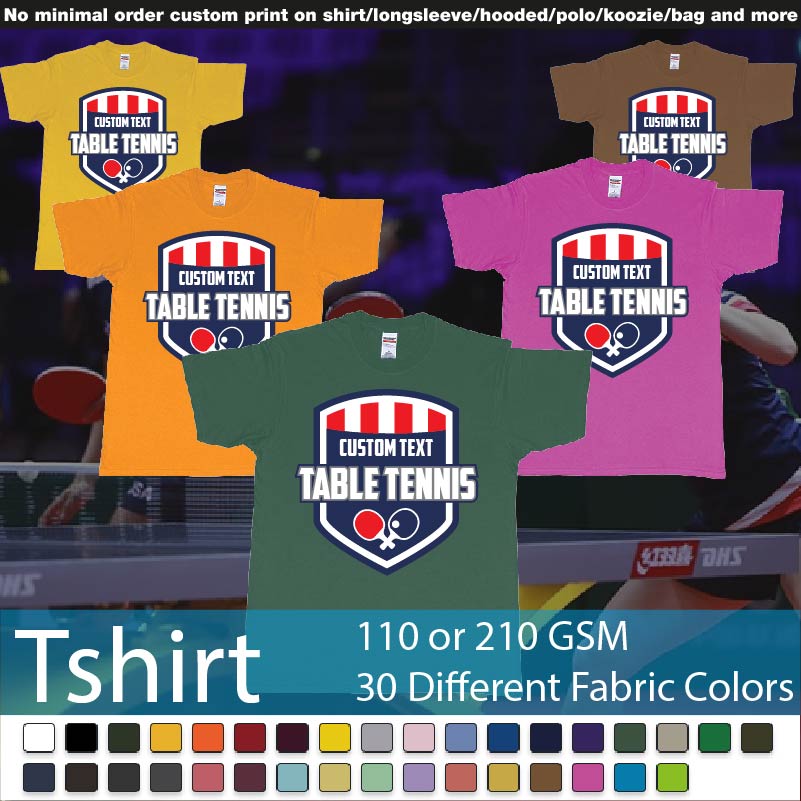 Major League Table Tennis Roundneck Tshirt Samples On Demand Printing Bali
