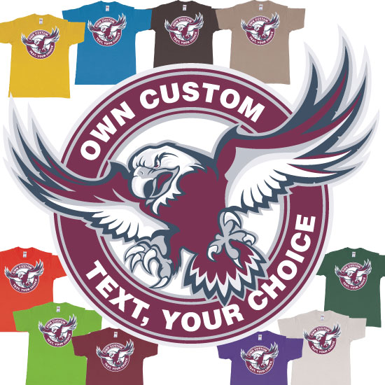 Custom tshirt design Manly Warringah Sea Eagles Custom Logo Design choice your own printing text made in Bali