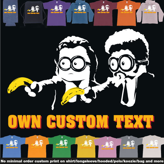 Custom tshirt design Minions Pulp Fiction Custom tshirt printing in Bali Quick orders choice your own printing text made in Bali