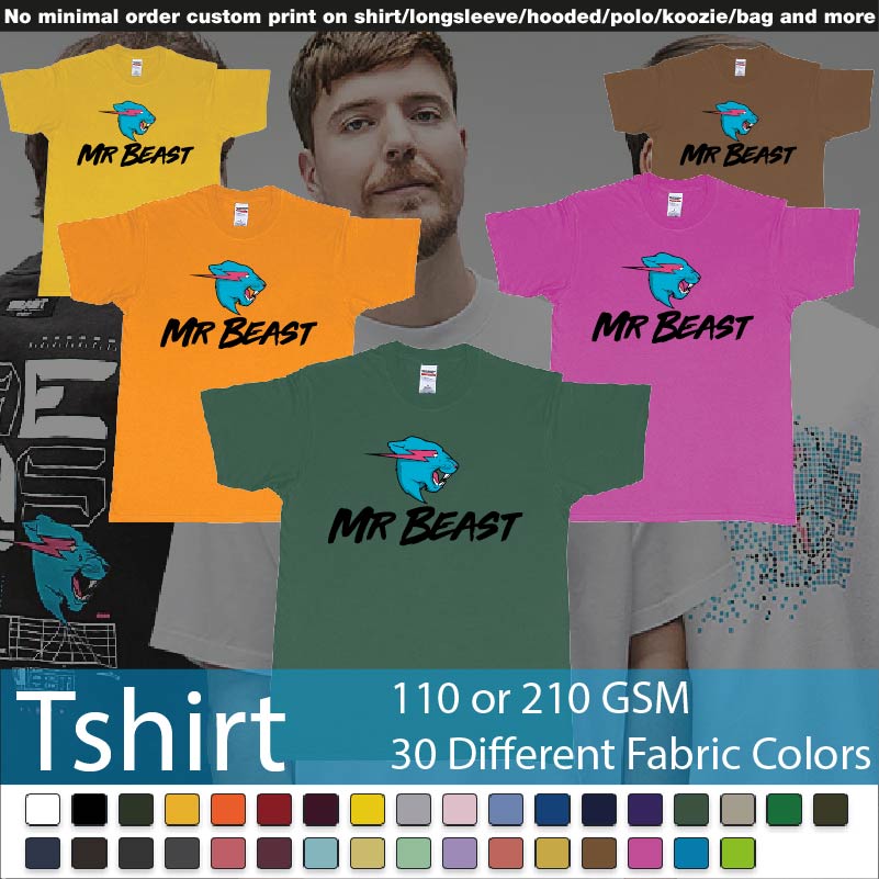 Mr Beast Logo Tshirts Samples On Demand Printing Bali