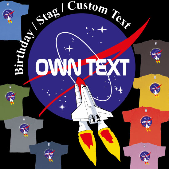 Custom tshirt design Nasa Logo Rocket Custom Text Print choice your own printing text made in Bali