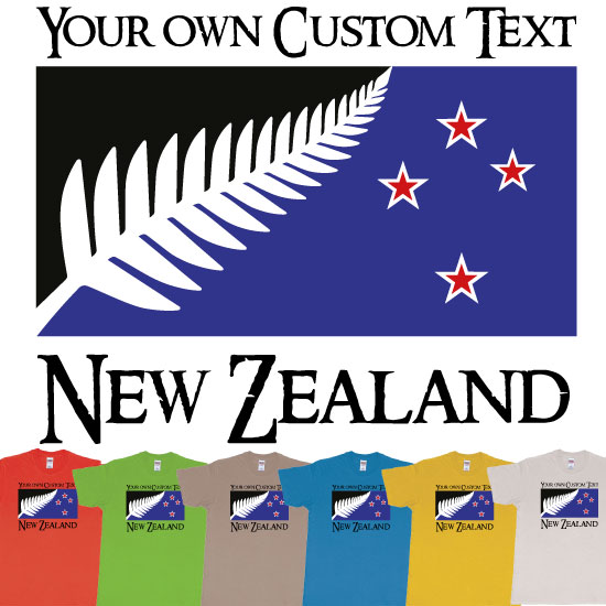 Custom tshirt design New Zealand Silver Fern Flag Custom Teeshirt Printing choice your own printing text made in Bali
