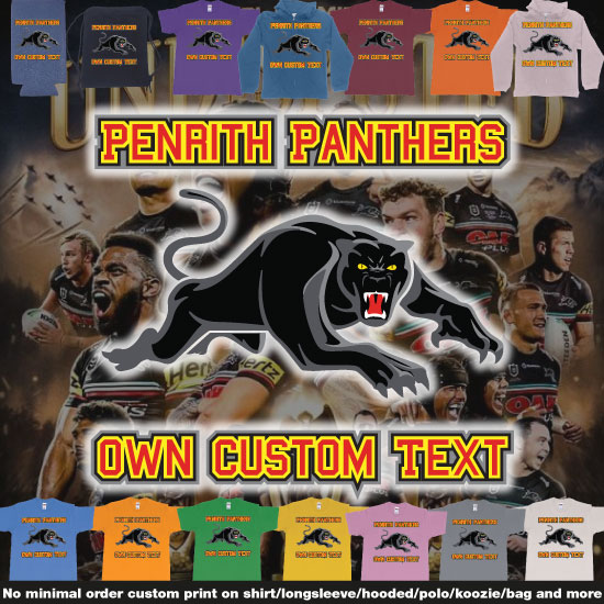 Custom tshirt design Penrith Panthers Logo on Demand Custom Printing choice your own printing text made in Bali