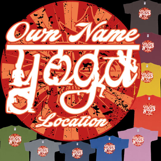 Custom tshirt design Personalized Yoga Om Sun Retro Own Studio Name Location Printing Bali choice your own printing text made in Bali