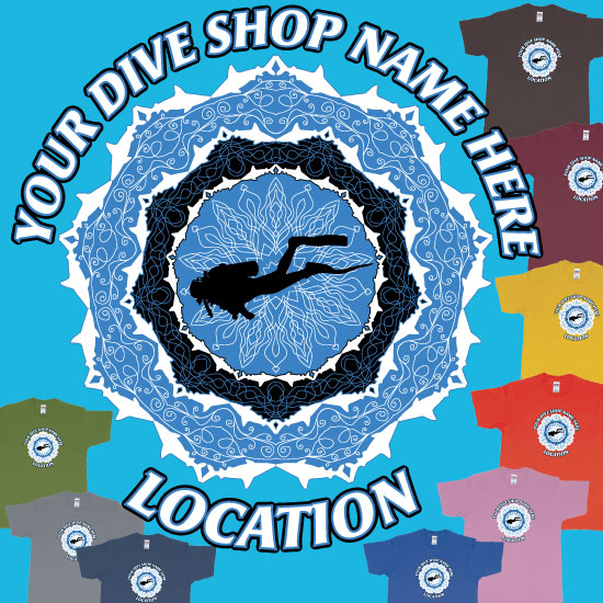 Shark Mandala Flow and Reflections Custom Print DiveShop Name and Location