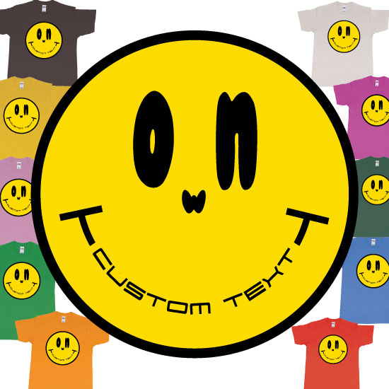Custom tshirt design Smiley Face Emoji Custom Text TShirt Print choice your own printing text made in Bali