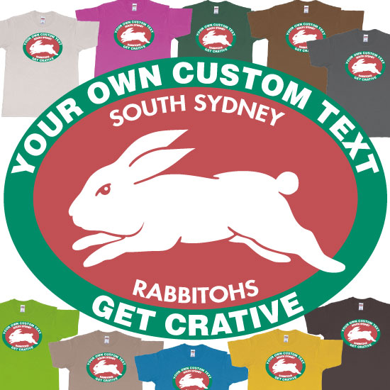 Custom tshirt design South Sydney Rabbitohs NRL Custom Shirt Print choice your own printing text made in Bali