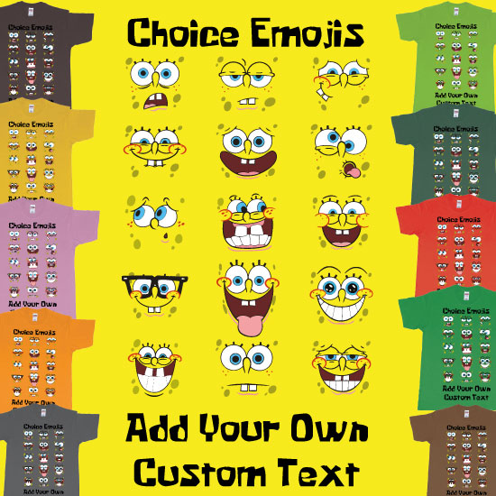 Custom tshirt design Spongebob Squarepants Many Faces Emojis Custum Printing choice your own printing text made in Bali