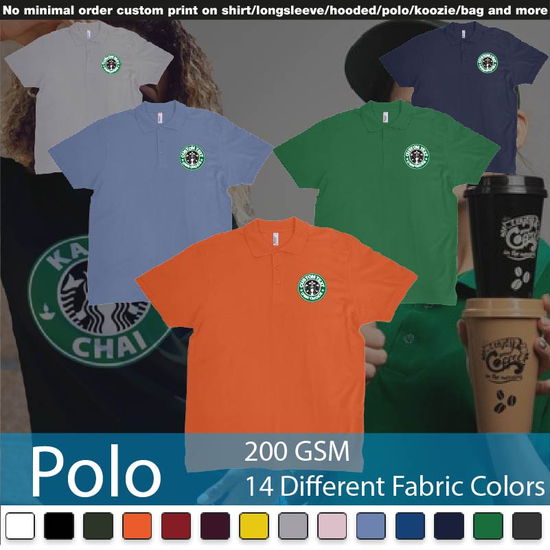 Starbuks Coffee Custom Own Text Polo Shirts Samples