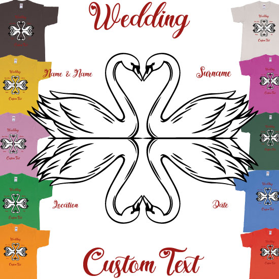 Custom tshirt design Swans Hearts Reflection Custom Gift Souvenir Teeshirt choice your own printing text made in Bali