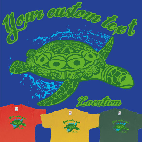 Custom tshirt design Turtle Swimming Design Bali choice your own printing text made in Bali