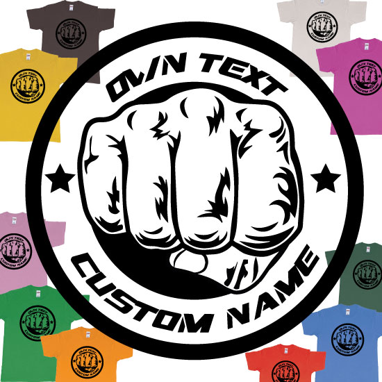 Custom tshirt design UFC MMA Fist Custom Logo T shirt choice your own printing text made in Bali