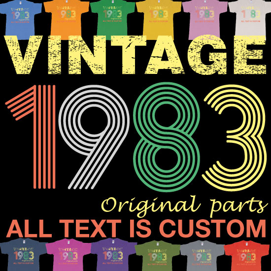 Vintage Custom Year Original Parts Birthday Bash Gift Idea Teeshirt Printing Bali