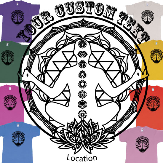 Custom tshirt design Yoga Meditation Chakras Lotusflower Your custom text choice your own printing text made in Bali