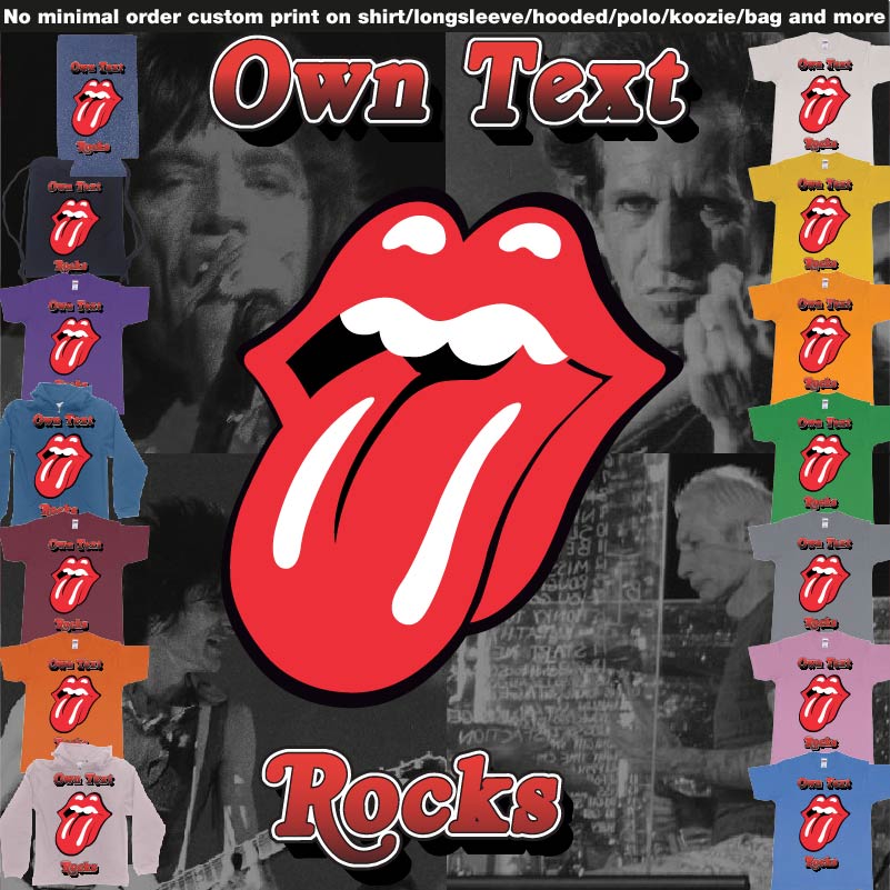 Own Custom Text Rocks Rolling Stones Logo Red Tongue And Lips Print Bali 01 Thumbnail