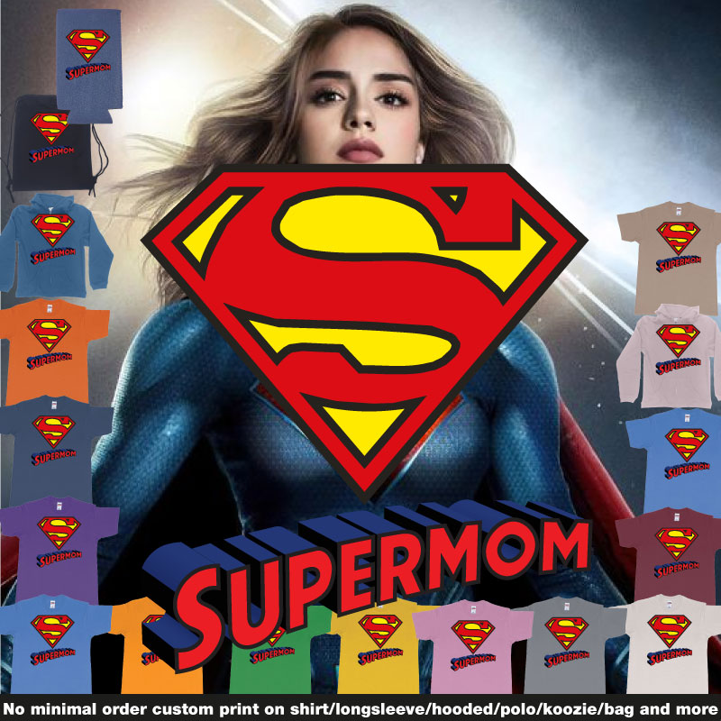 Superman Supermom Logo With Own Custom Text Print Bali