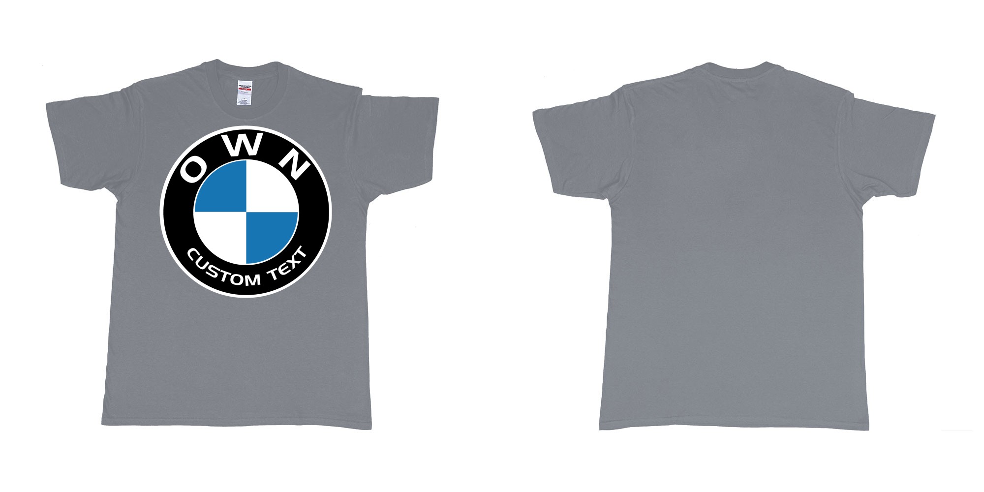 Custom tshirt design  in fabric color misty choice your own text made in Bali by The Pirate Way